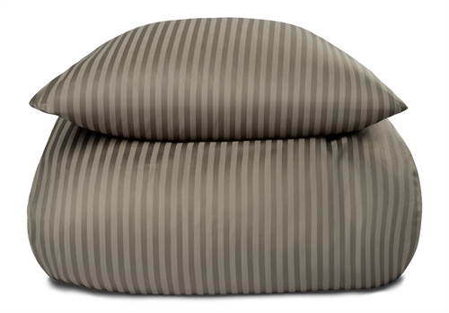 Billede af Sengetøj i 100% Bomuldssatin - 140x220 cm - Oliven ensfarvet sengesæt - Borg Living sengelinned
